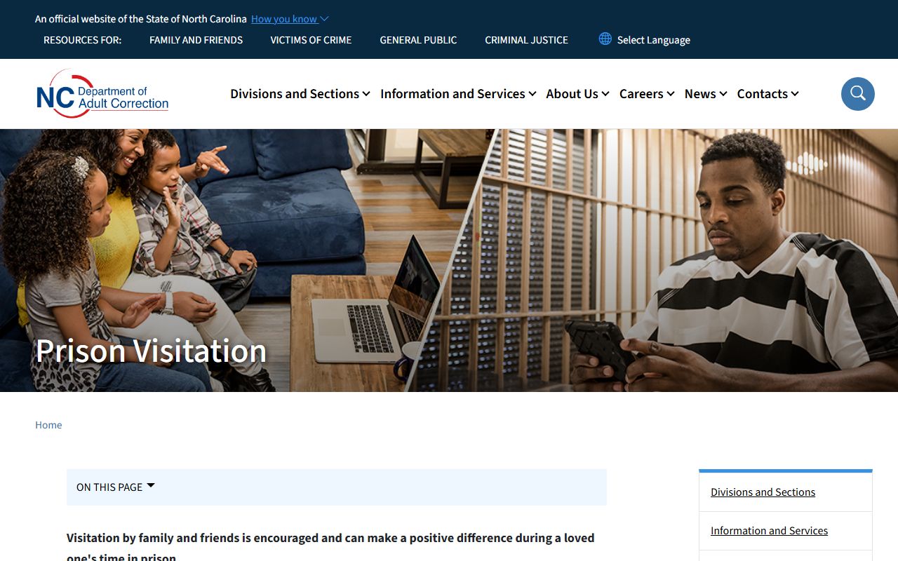 NCDAC prison visitation rules for Hyde Correctional Institution inmates
